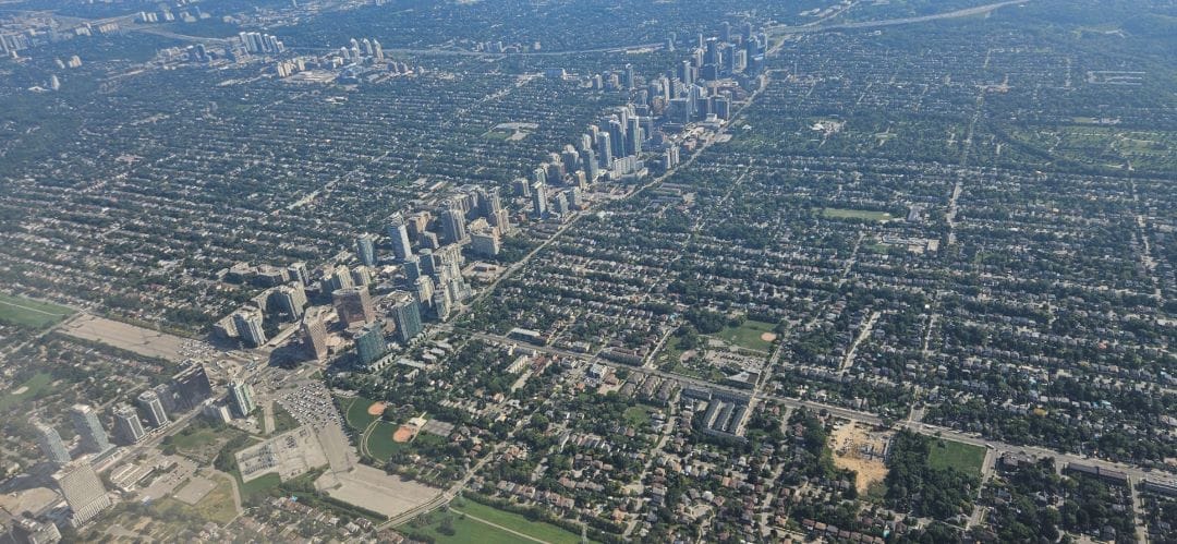 Aerial shot of Mississauga Ontario. Current trends in real estate in Mississauga Ontario.