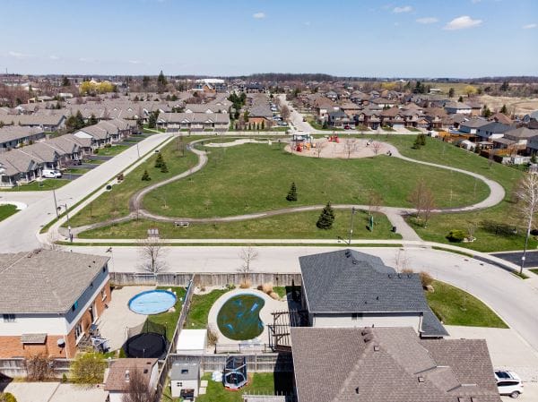Aerial view of a park in Binbrook Ontario